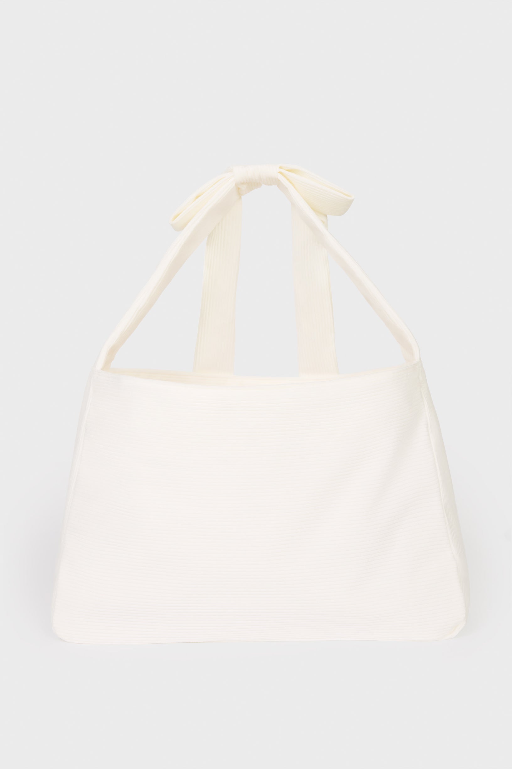 Corduroy Bow Tote Bag in Ivory - 2