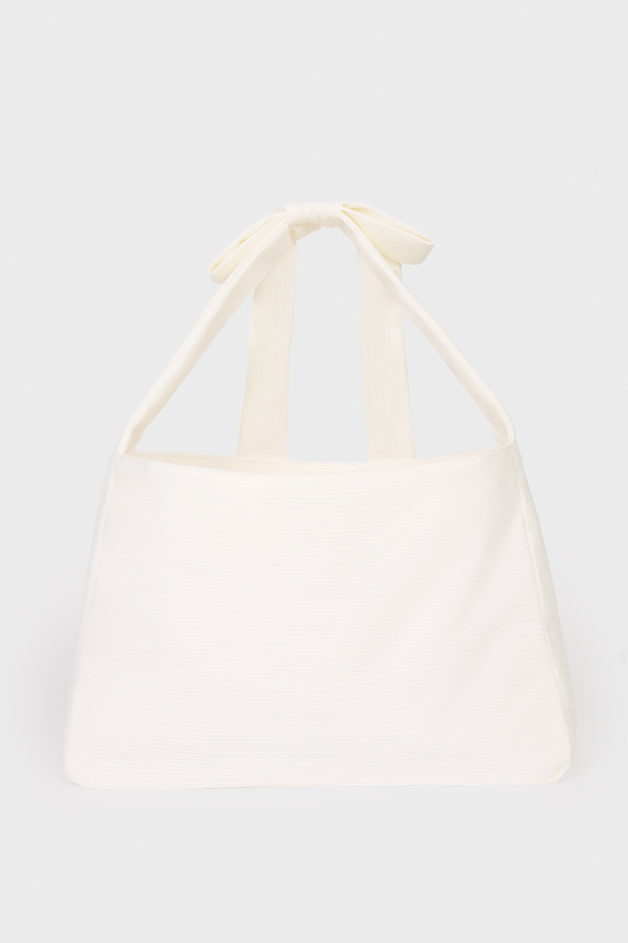 Corduroy Bow Tote Bag in Ivory - 2