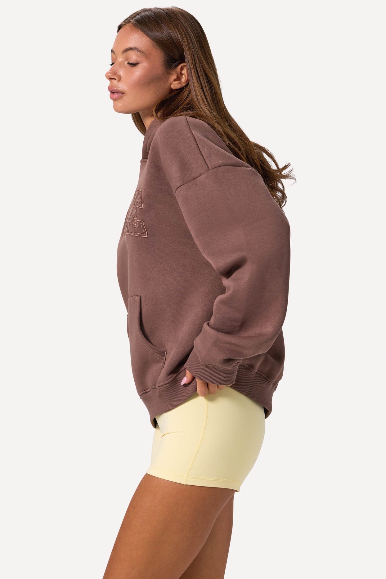 Embroidered Oversized Hoodie in Cocoa - 3