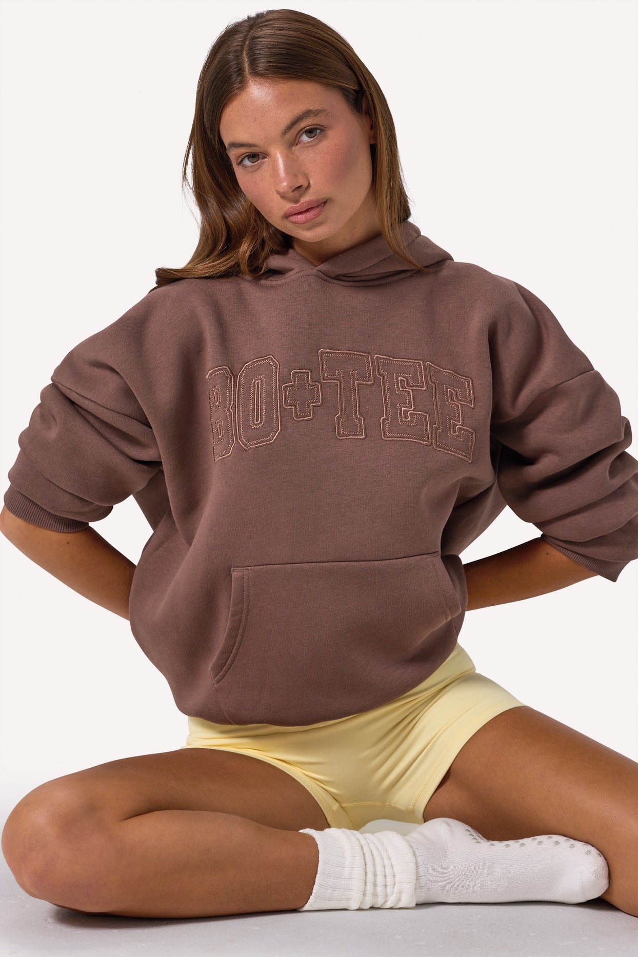 Embroidered Oversized Hoodie in Cocoa - 4
