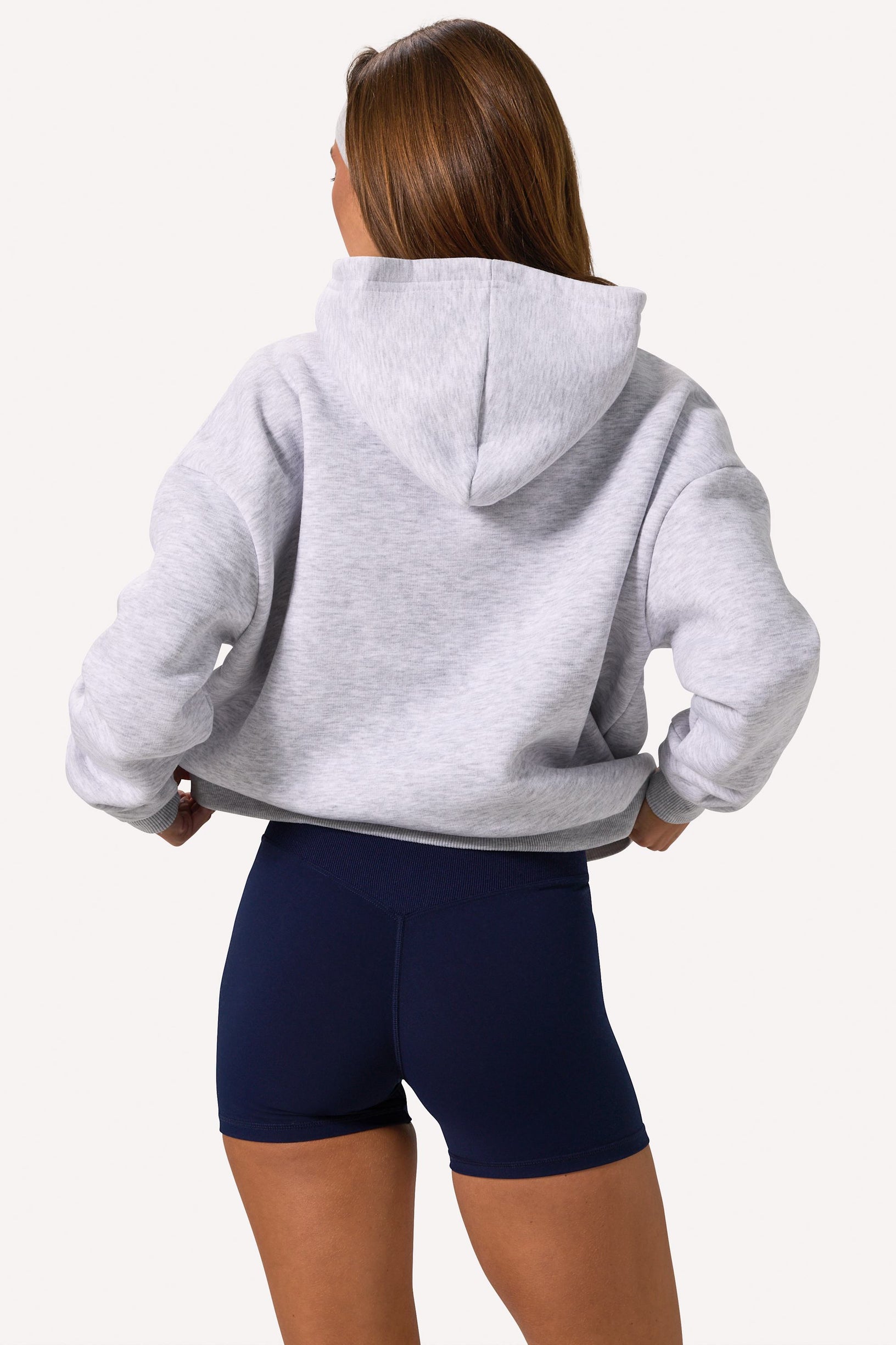 Embroidered Oversized Hoodie in Grey Marl - 2