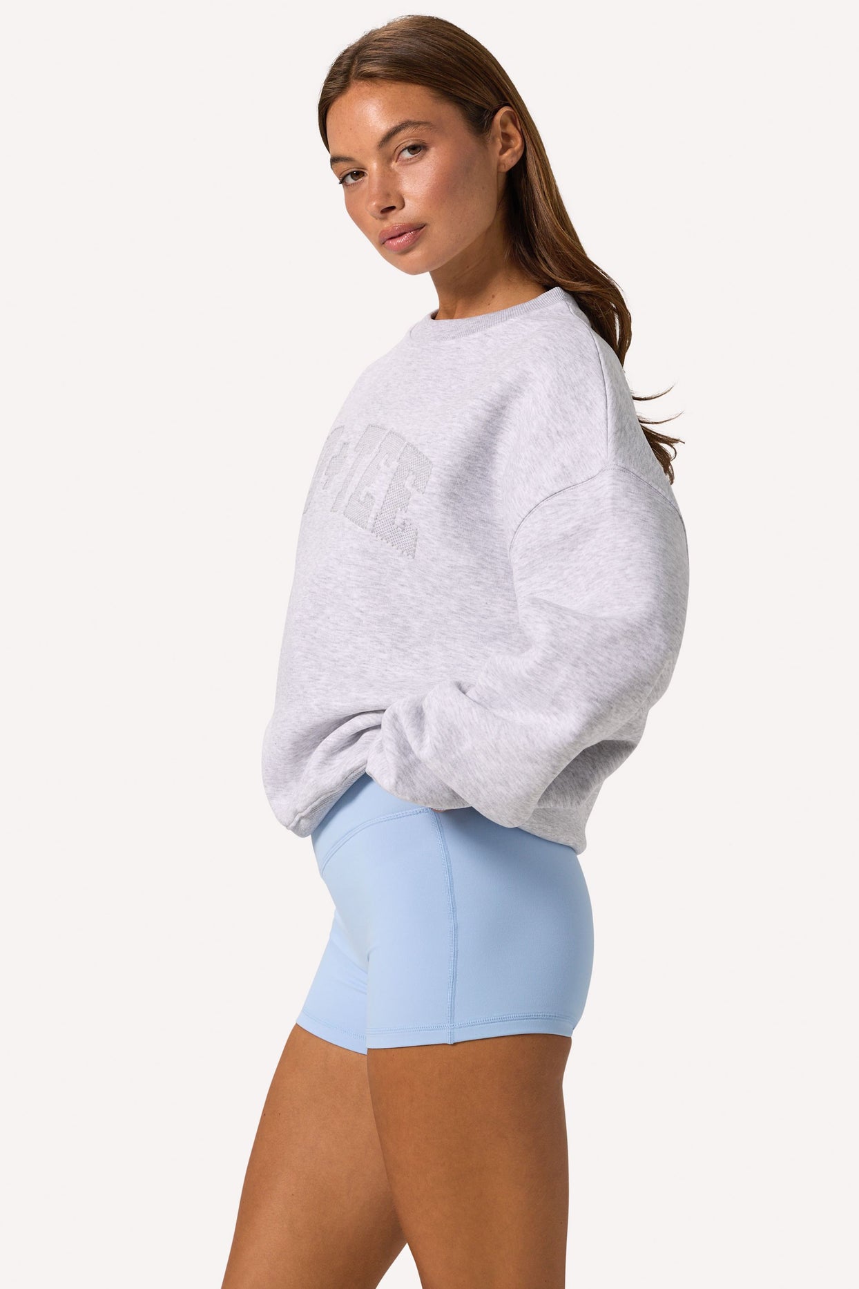 Oversized Crew-Neck Jumper in Grey Marl - 3