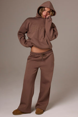 Brushed Jersey Wide-Leg Joggers in Cocoa