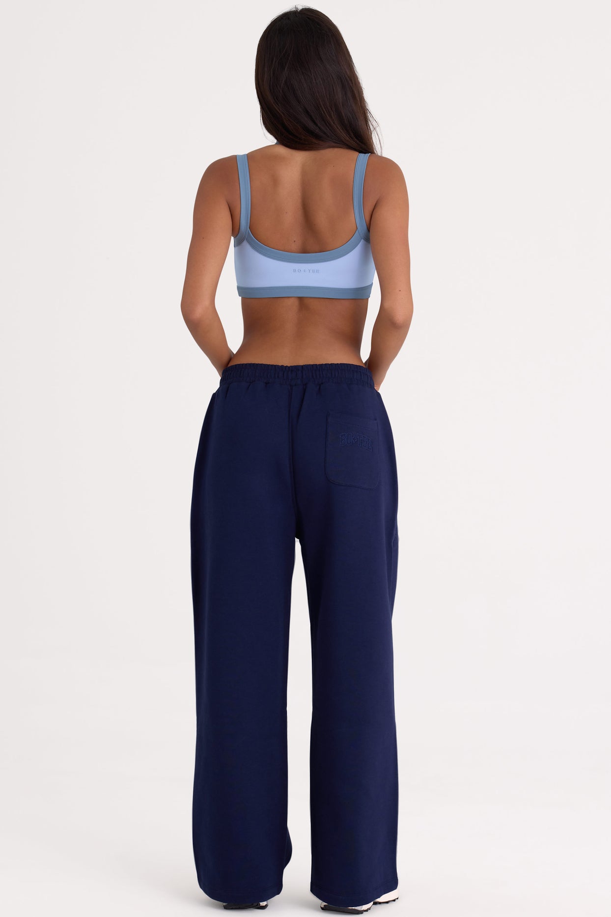 Brushed Jersey Wide-Leg Joggers in Midnight - 2
