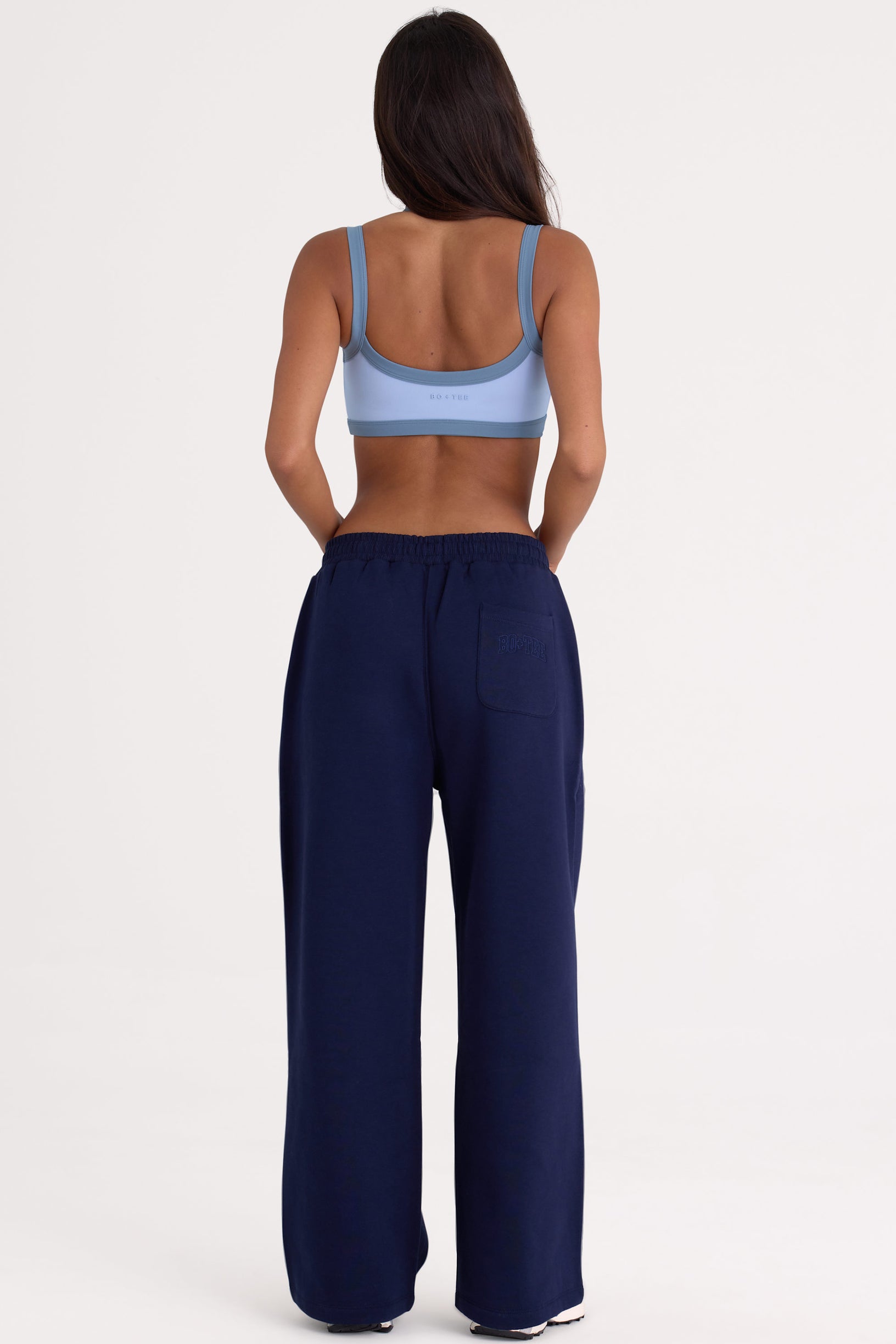 Brushed Jersey Wide-Leg Joggers in Midnight - 2
