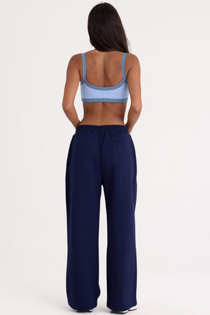 Brushed Jersey Wide-Leg Joggers in Midnight