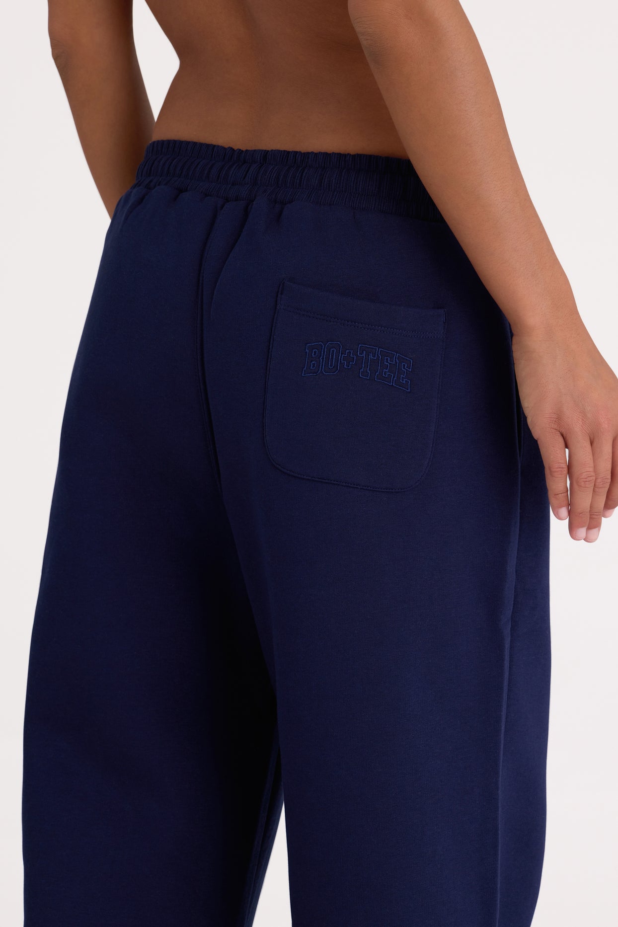 Brushed Jersey Wide-Leg Joggers in Midnight - 4