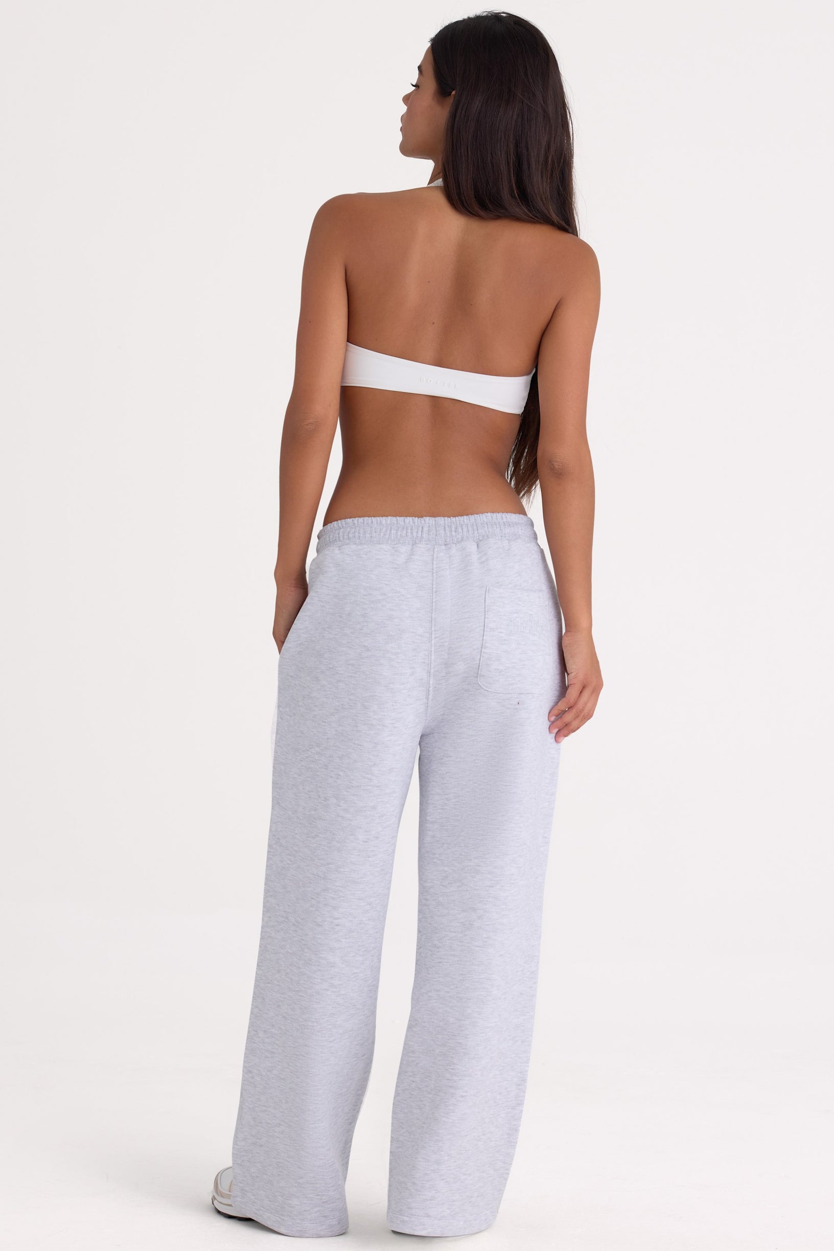 Brushed Jersey Wide-Leg Joggers in Grey Marl - 2