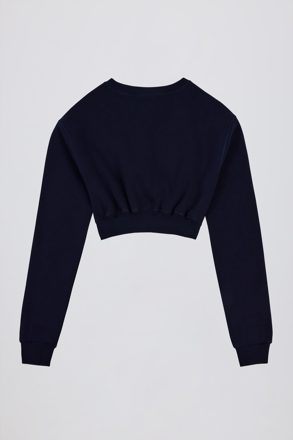 Brushed Jersey Button-Up Cropped Cardigan in Classic Navy - 5