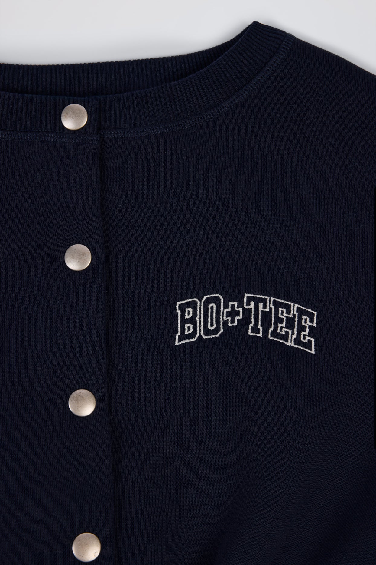 Brushed Jersey Button-Up Cropped Cardigan in Classic Navy - 6