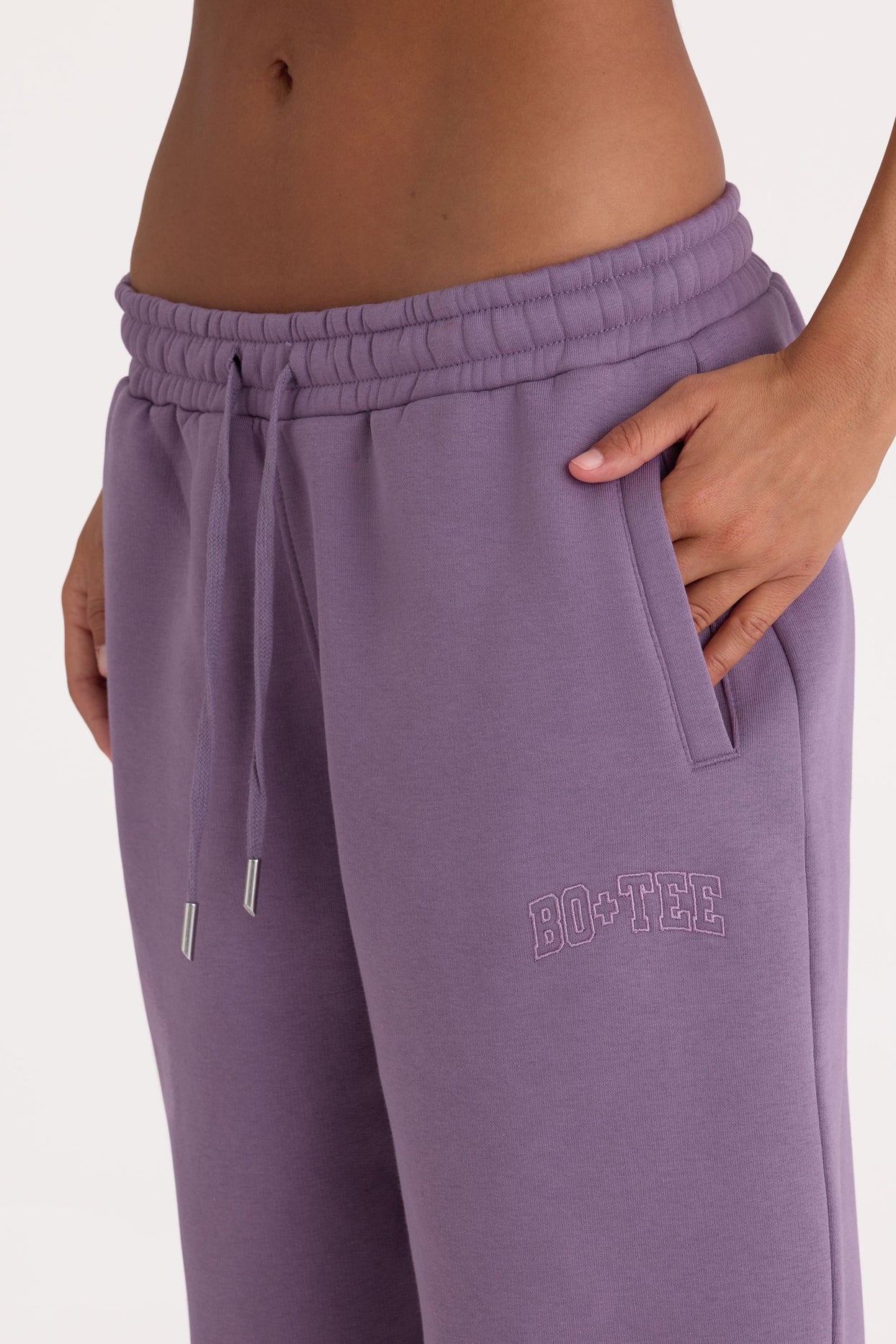 Brushed Jersey Mid-Rise Relaxed Joggers in Dusk - 4