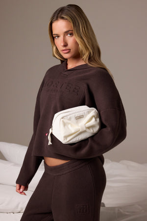 Corduroy Bow Makeup Bag in Ivory