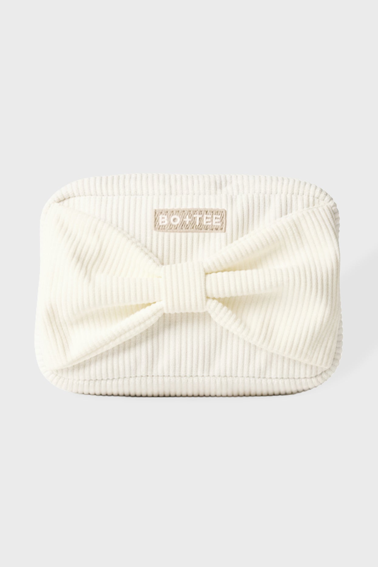 Corduroy Bow Makeup Bag in Coconut - 1