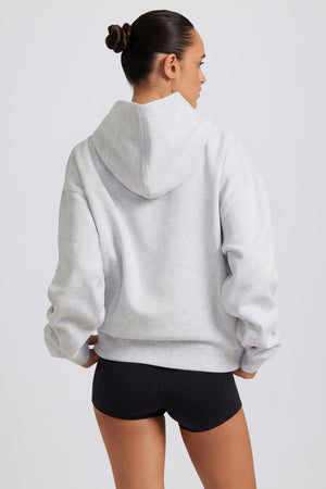 Soft Cotton Jersey Acid Wash Oversized Hoodie in Heather Grey