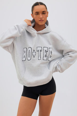 Soft Cotton Jersey Acid Wash Oversized Hoodie in Heather Grey