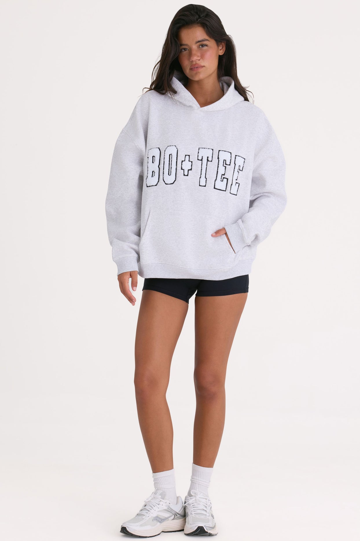 Soft Cotton Jersey Oversized Hoodie in Heather Grey - 4