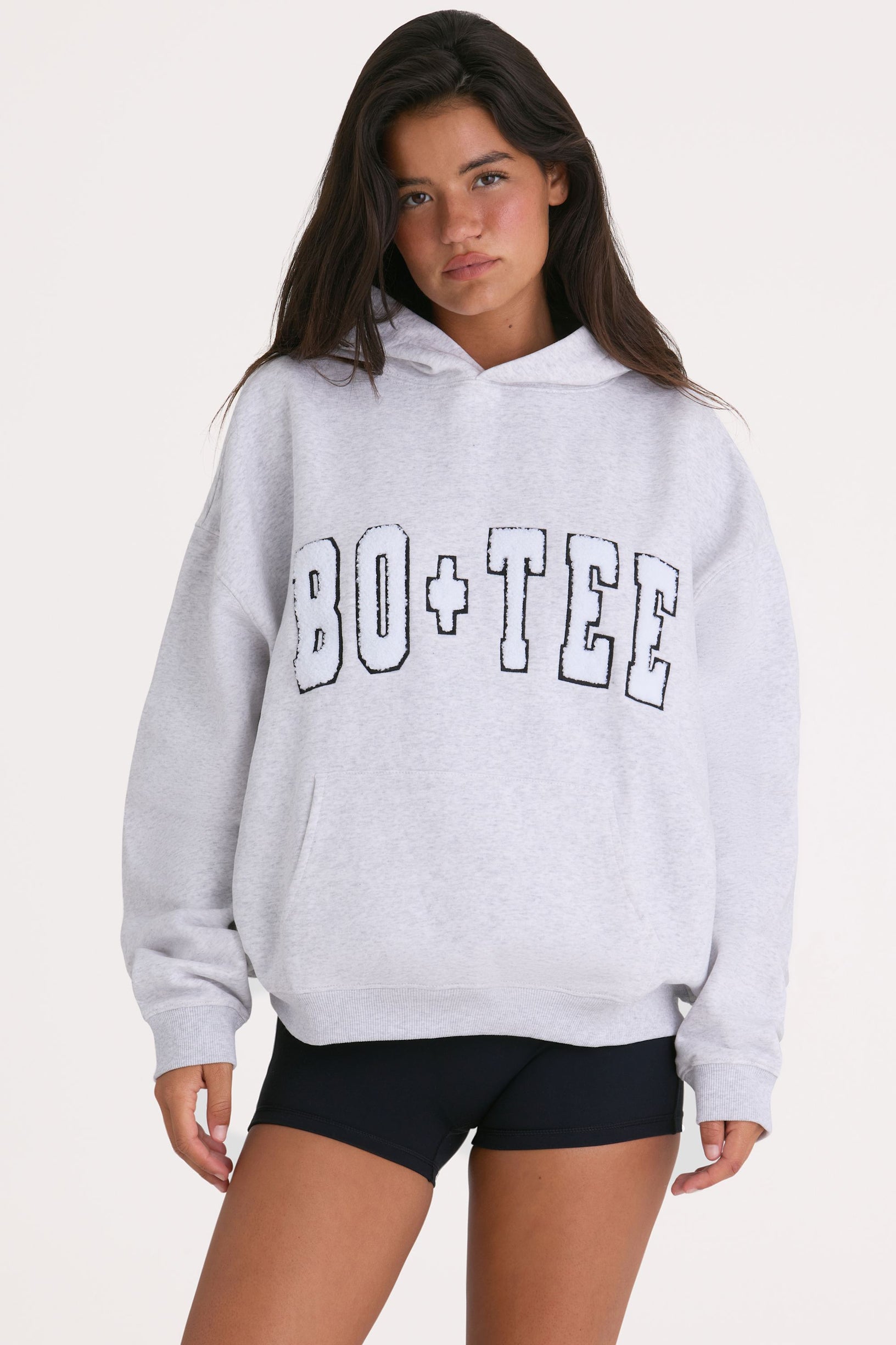 Soft Cotton Jersey Oversized Hoodie in Heather Grey - 1