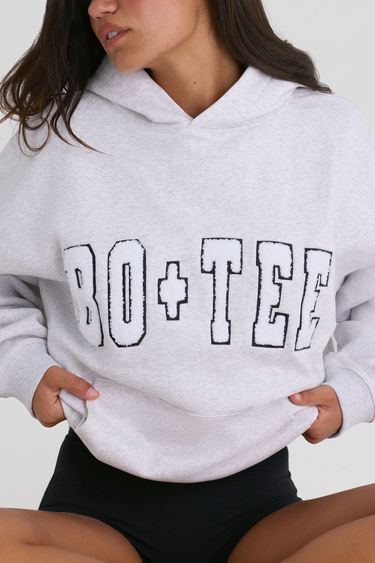 Soft Cotton Jersey Oversized Hoodie in Heather Grey - 3