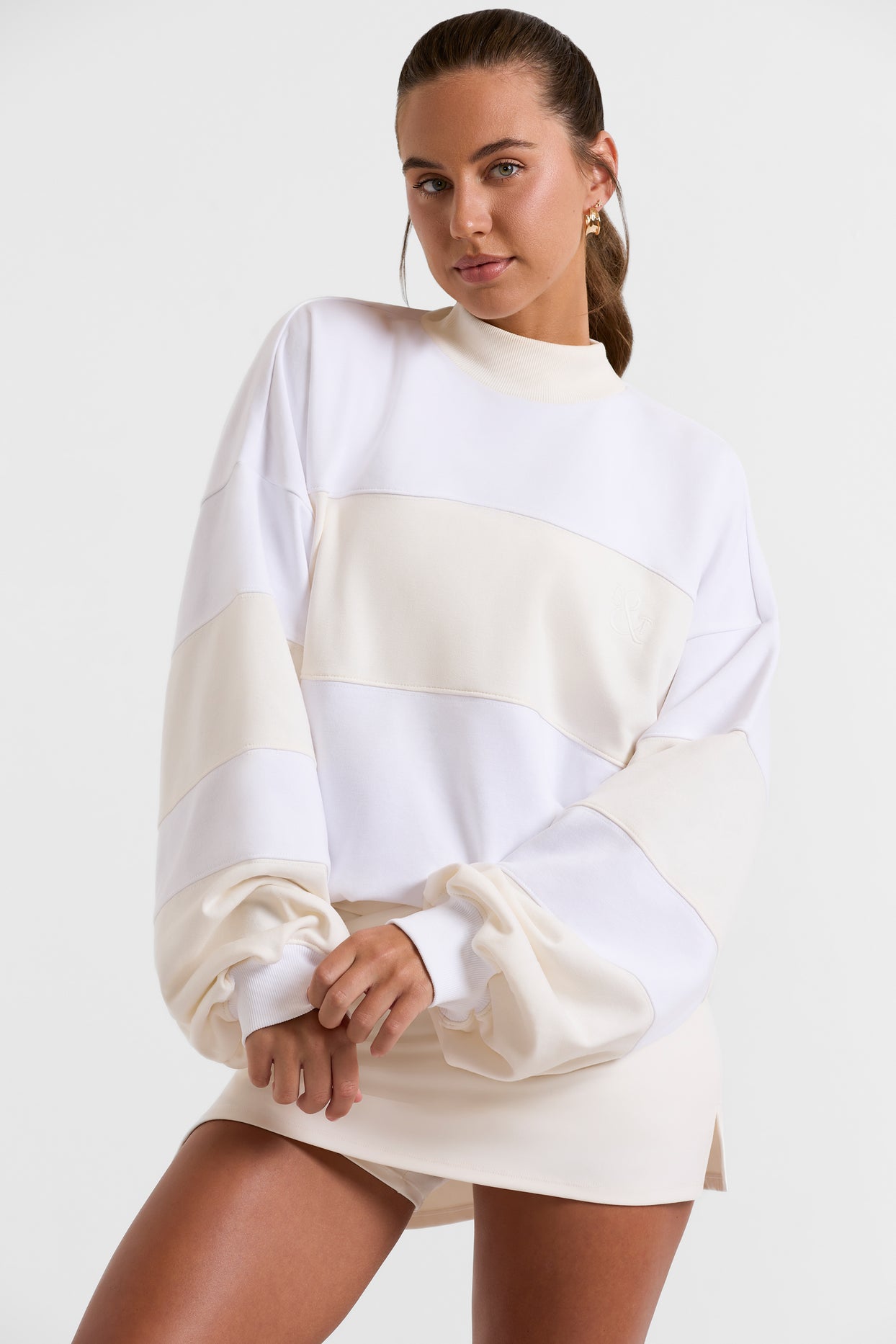 Oversized High Neck Sweatshirt in Bone