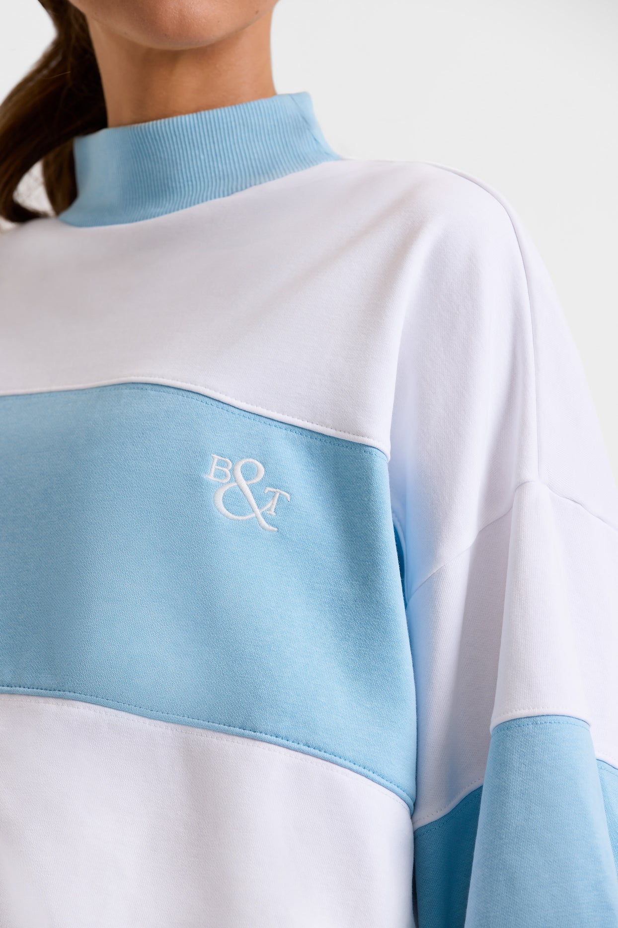 Oversized High Neck Sweatshirt in Sky Blue