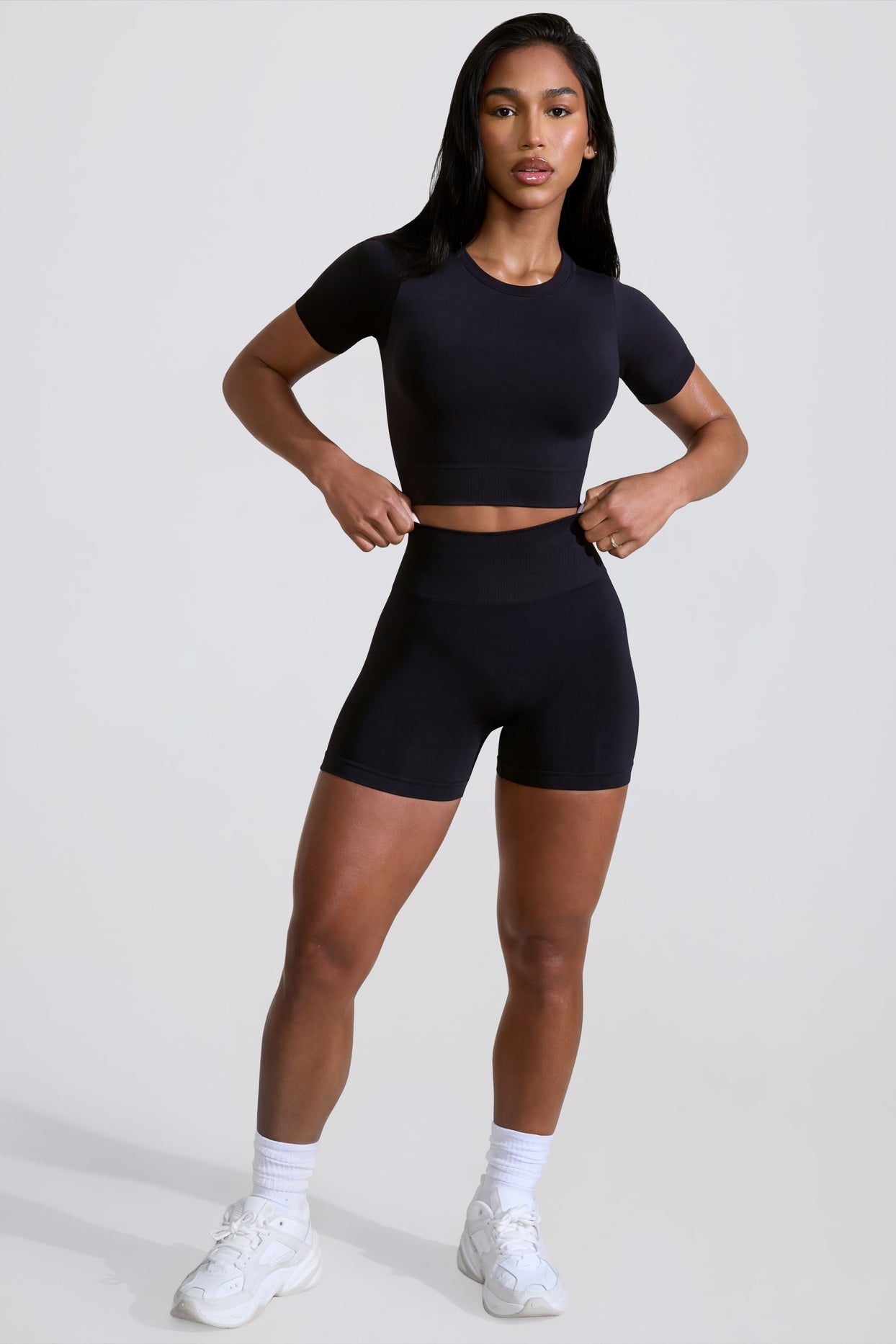 High Waist Define Luxe Mini Shorts in Black - 5