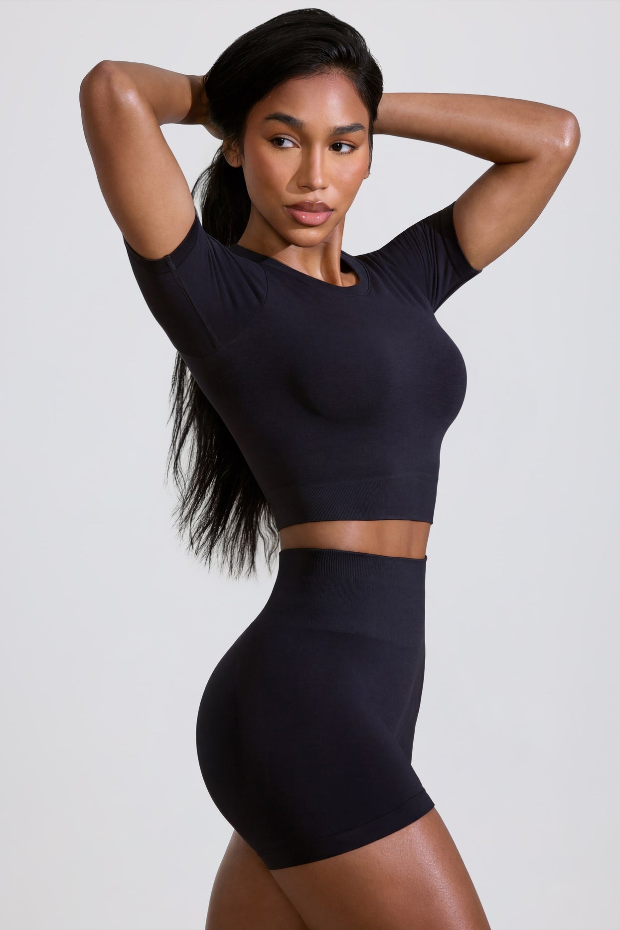 High Waist Define Luxe Mini Shorts in Black - 3
