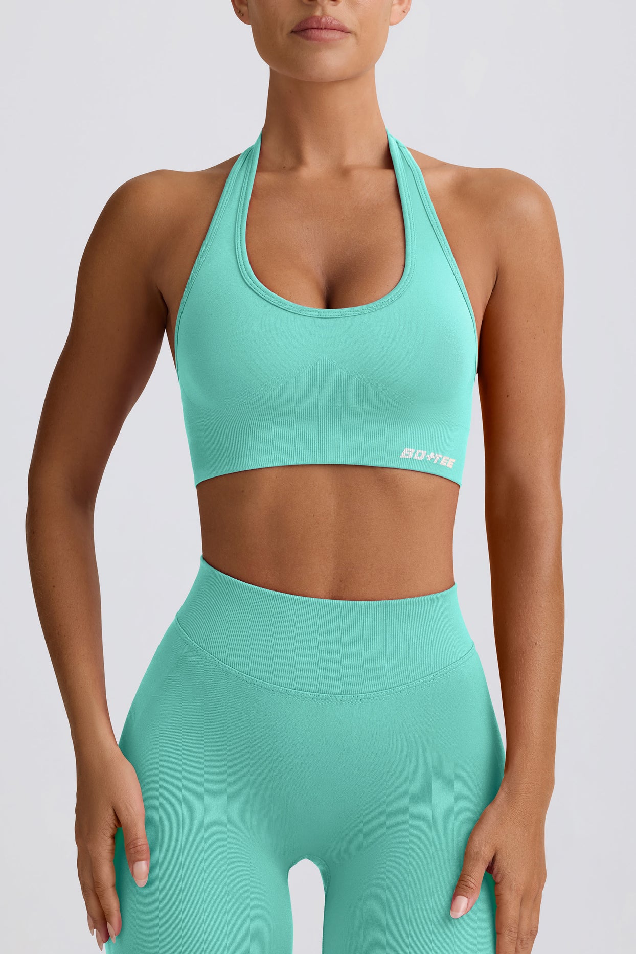 Define Luxe Halterneck Sports Bra in Mint - 4