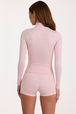 Soft Active Zip-Up Jacket in Blush Marl