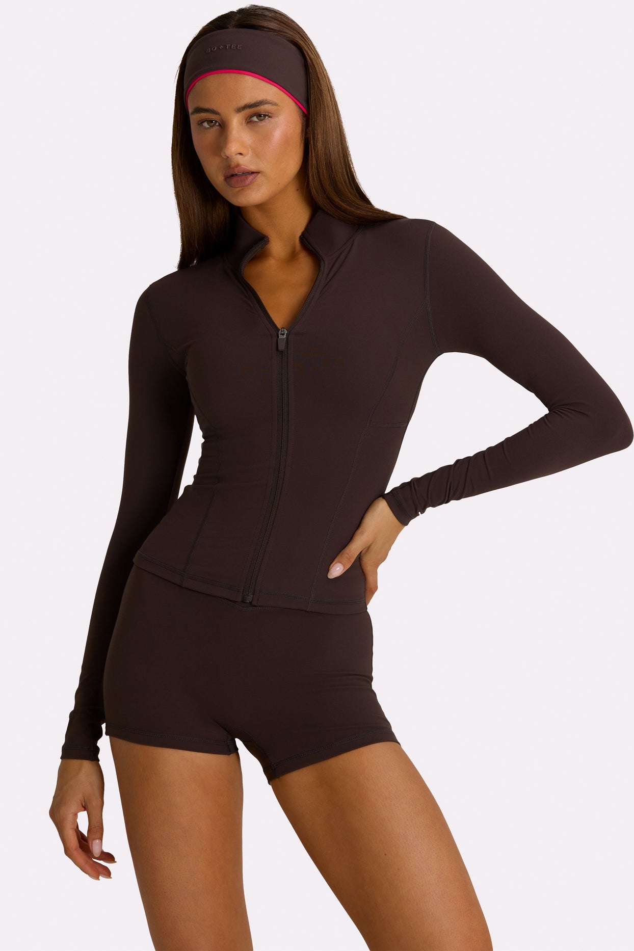 Soft Active Zip-Up Jacket in Truffle - 5
