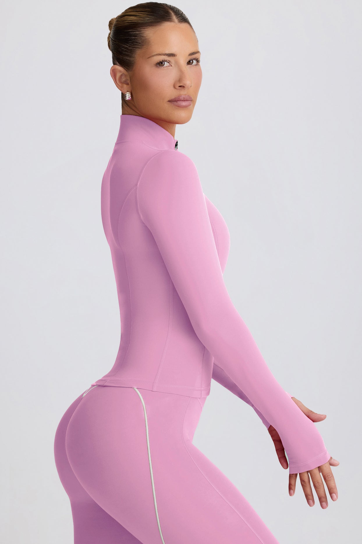Soft Active Zip-Up Jacket in Dusty Pink - 3