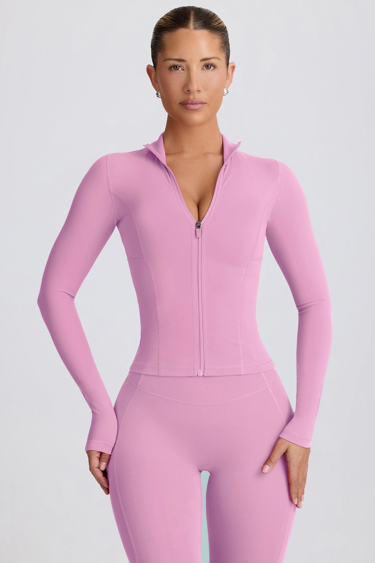 Soft Active Zip-Up Jacket in Dusty Pink - 4