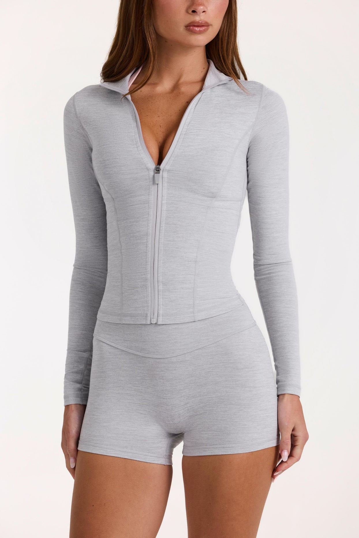 Soft Active Zip-Up Jacket in Grey Marl - 4