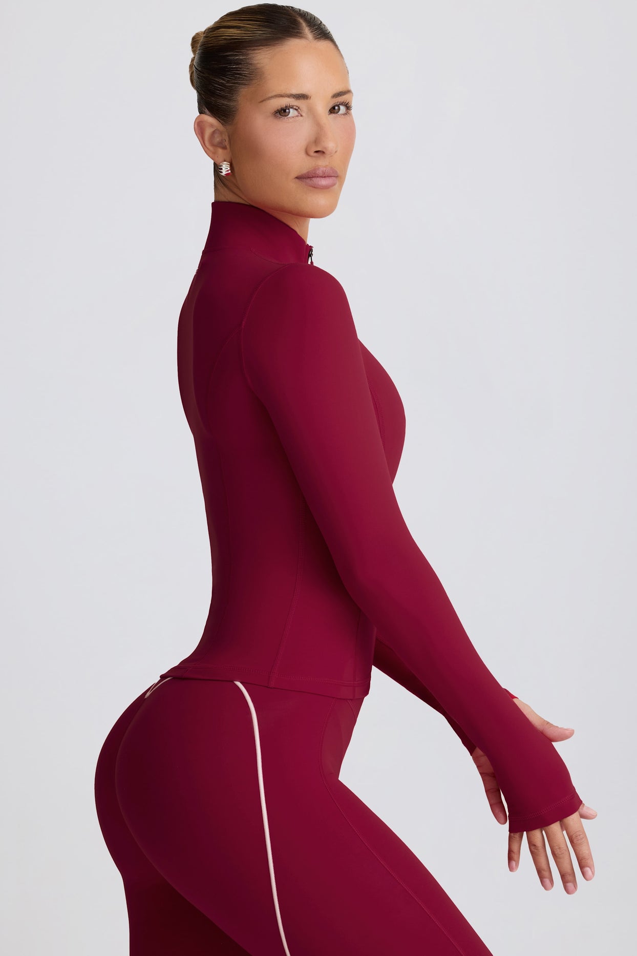 Soft Active Zip-Up Jacket in Burgundy - 4