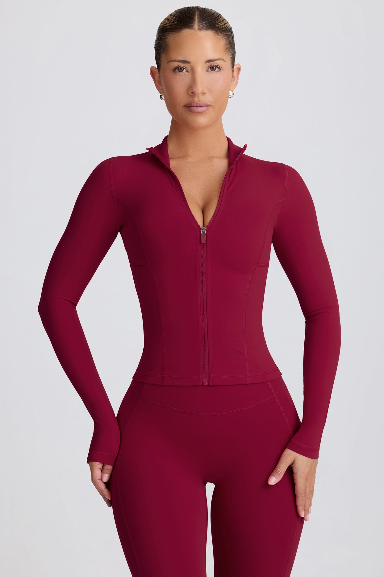 Soft Active Zip-Up Jacket in Burgundy - 1