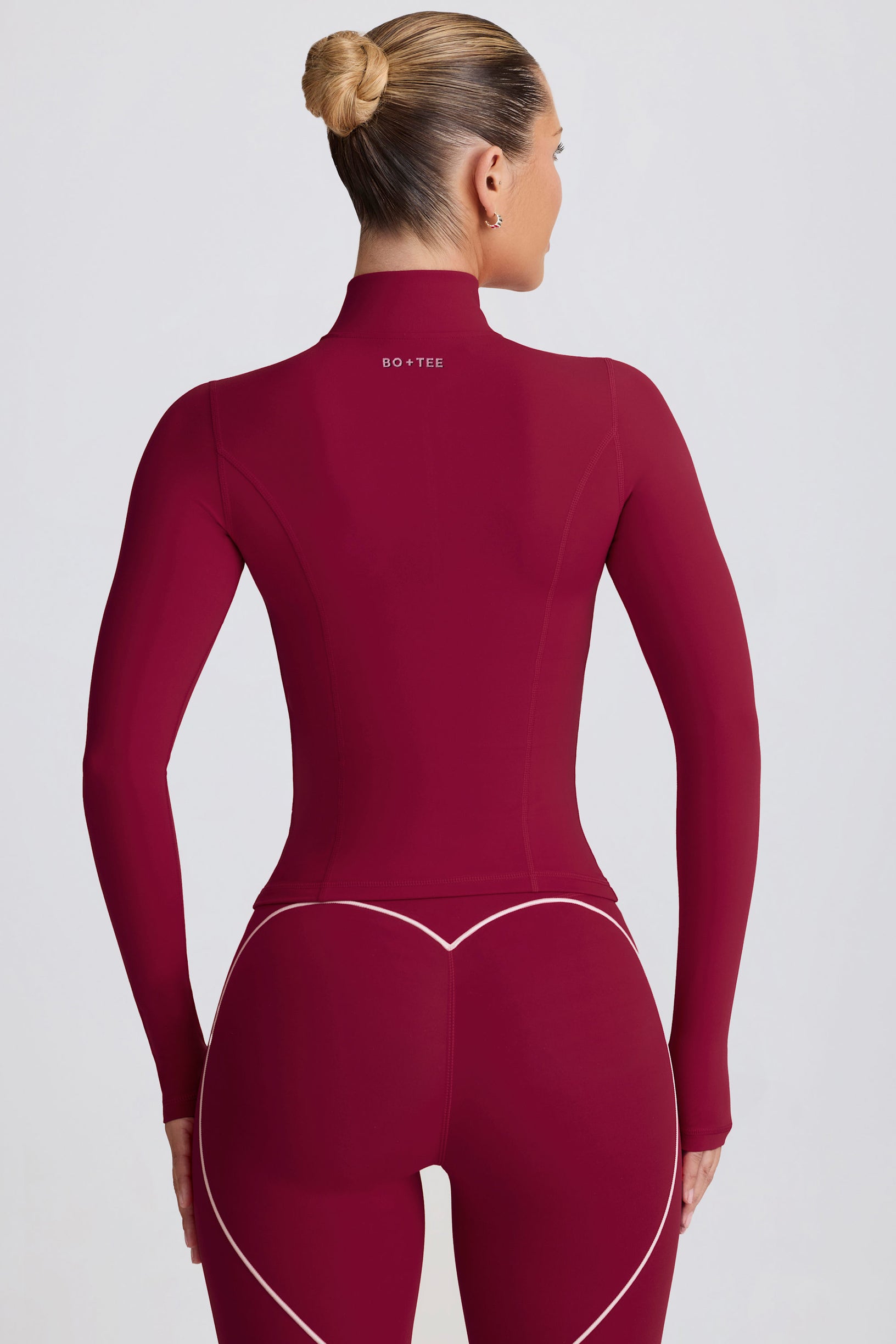 Soft Active Zip-Up Jacket in Burgundy - 2