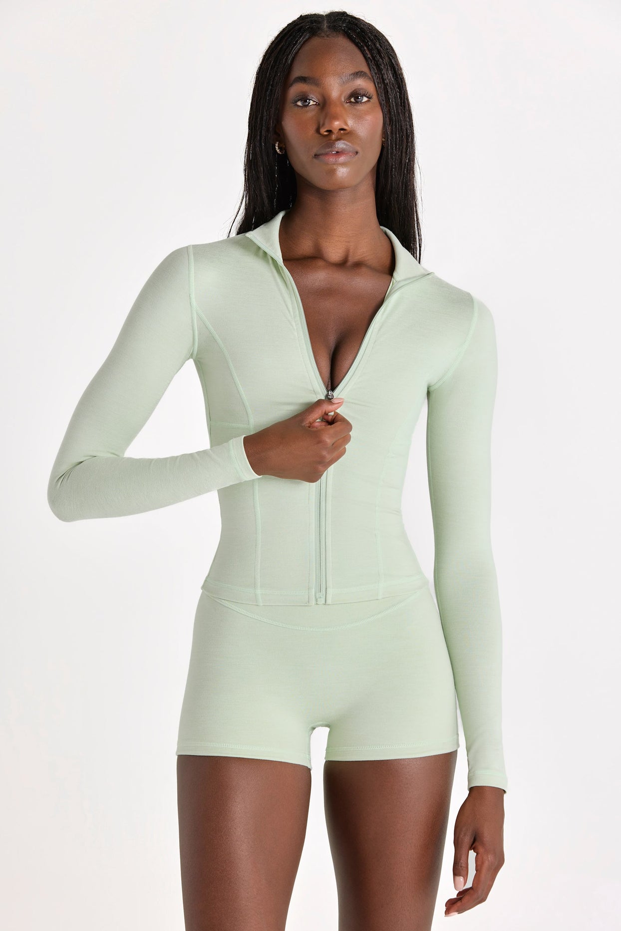 Soft Active Zip-Up Jacket in Pistachio - 4