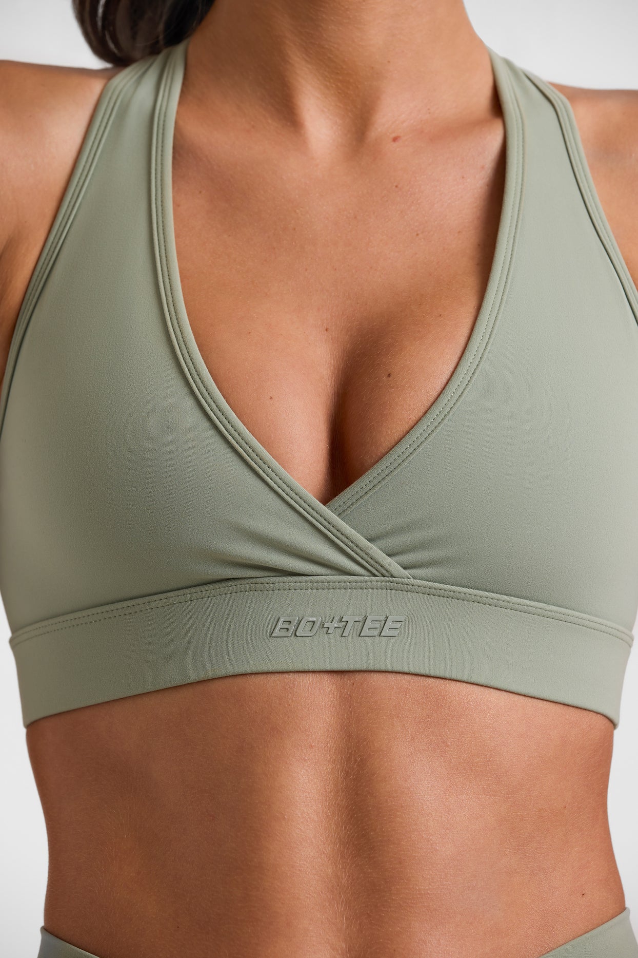 Cut Out Back Sports Bra in Bamboo Green