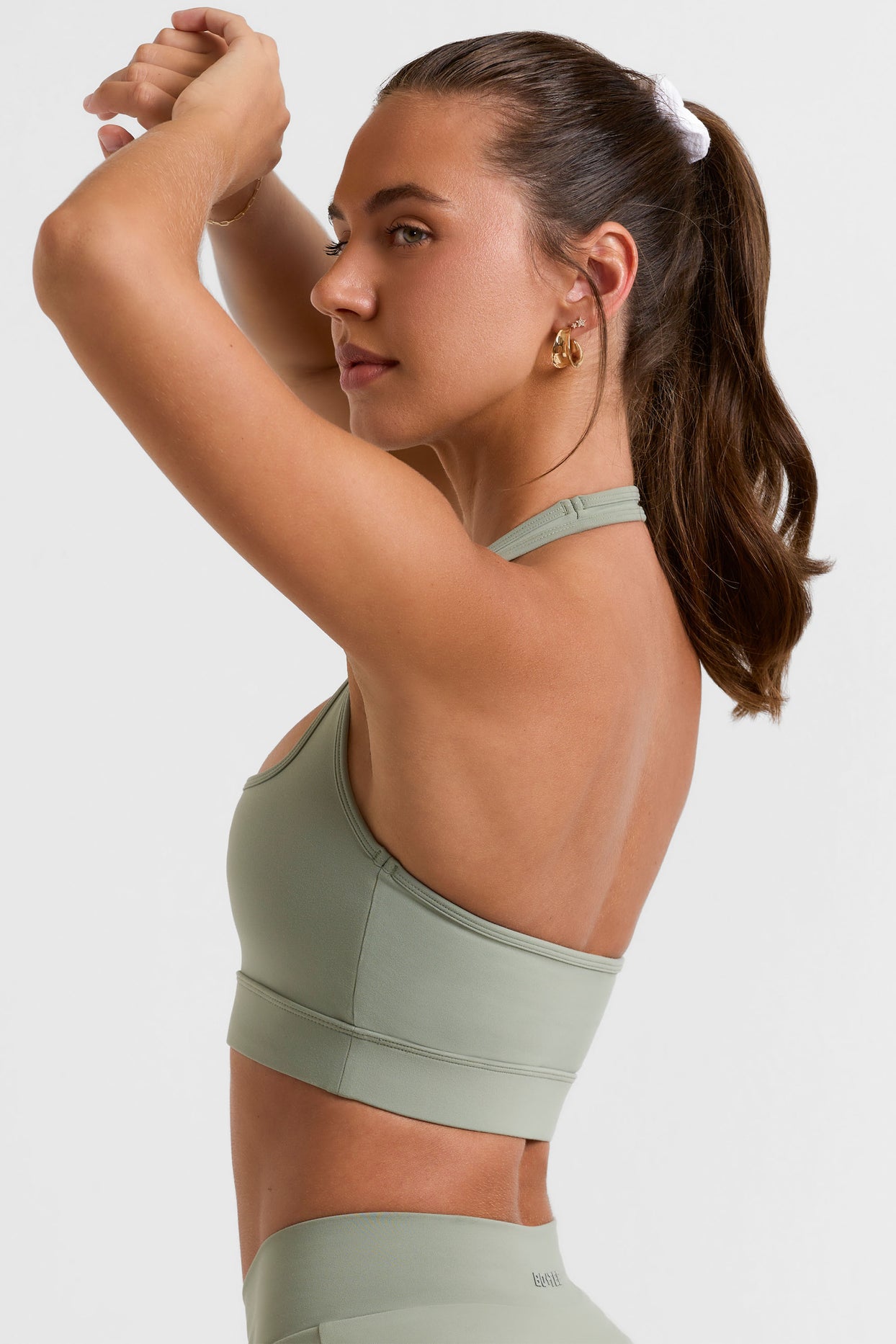 Halterneck Crop Top in Bamboo Green