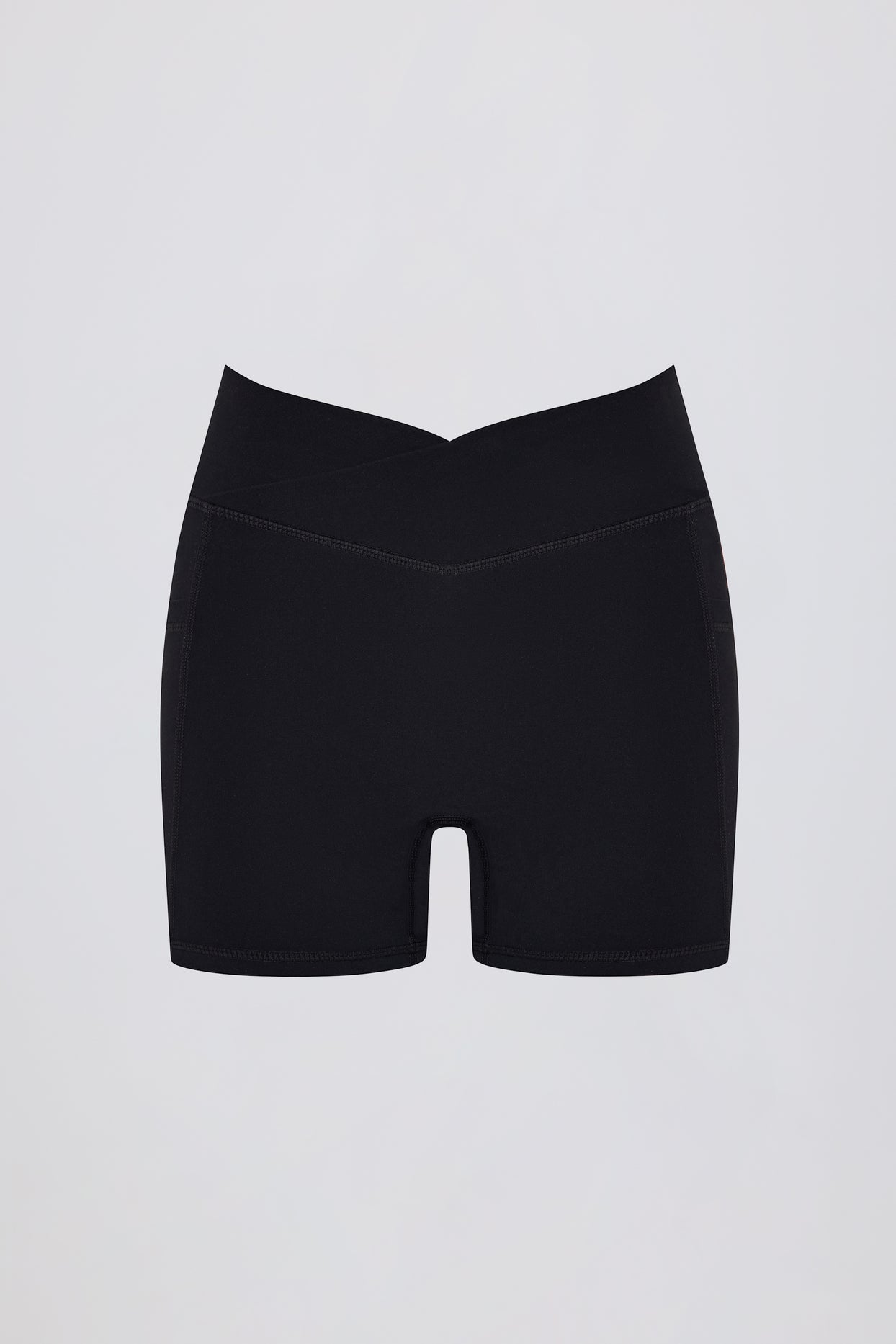 Soft Active V-Waist Pocket Mini Shorts in Black - 2