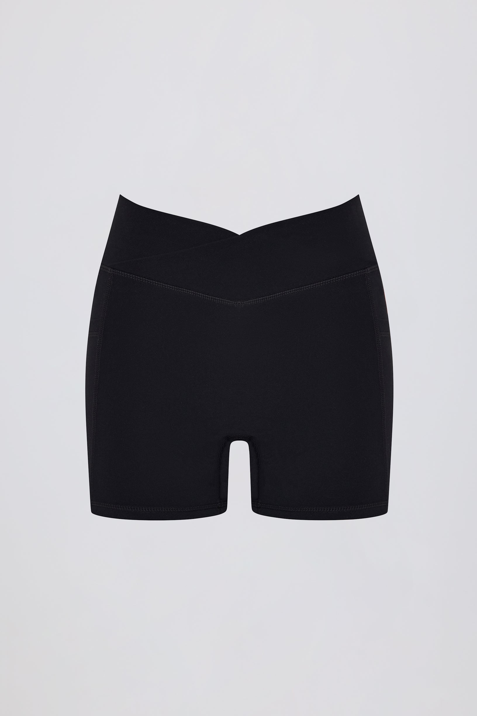 Soft Active V-Waist Pocket Mini Shorts in Black - 2