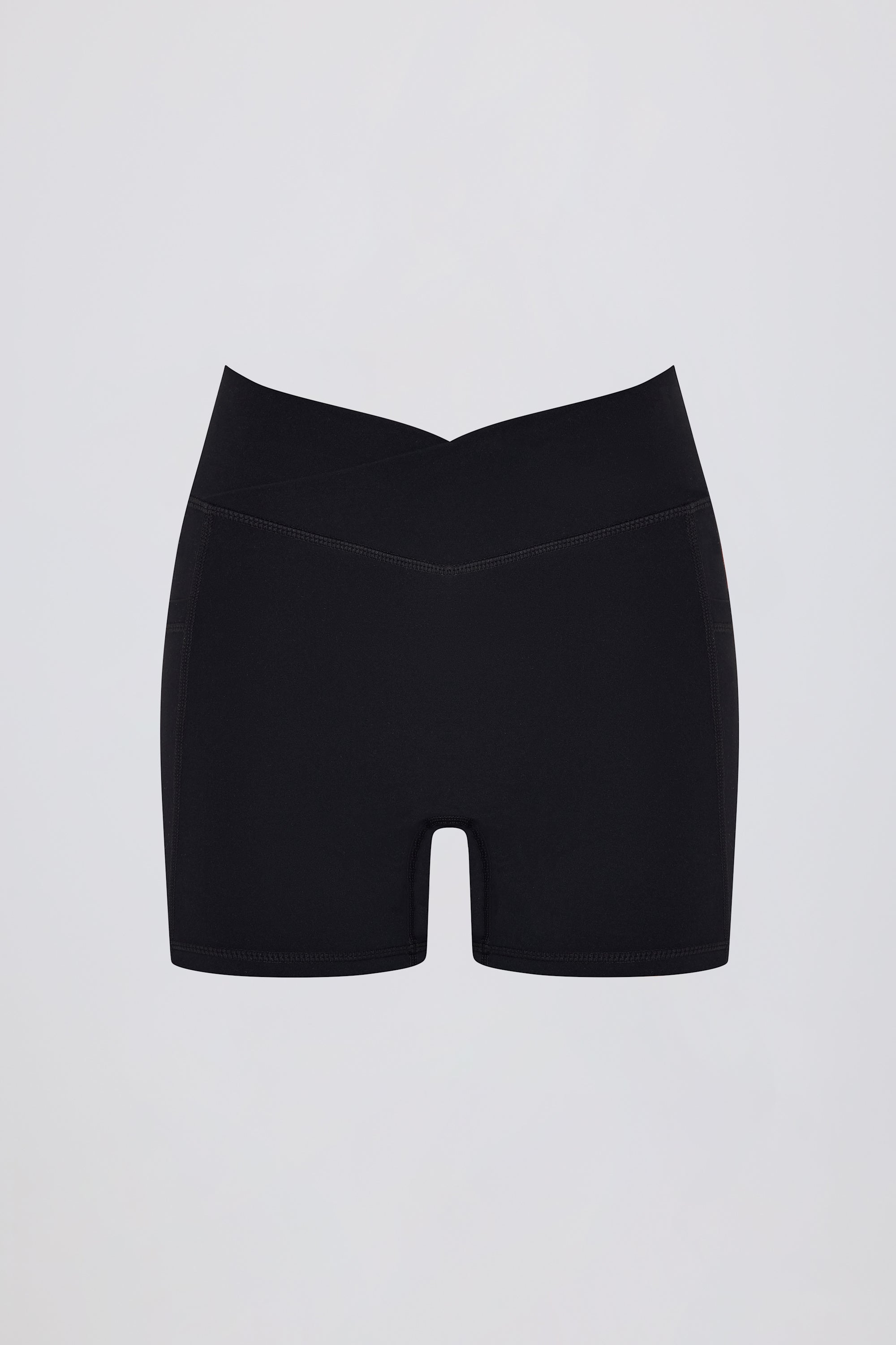 Soft Active V-Waist Pocket Mini Shorts in Black - 2