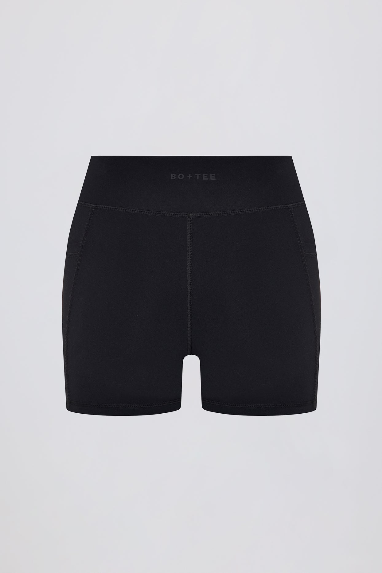 Soft Active V-Waist Pocket Mini Shorts in Black - 3