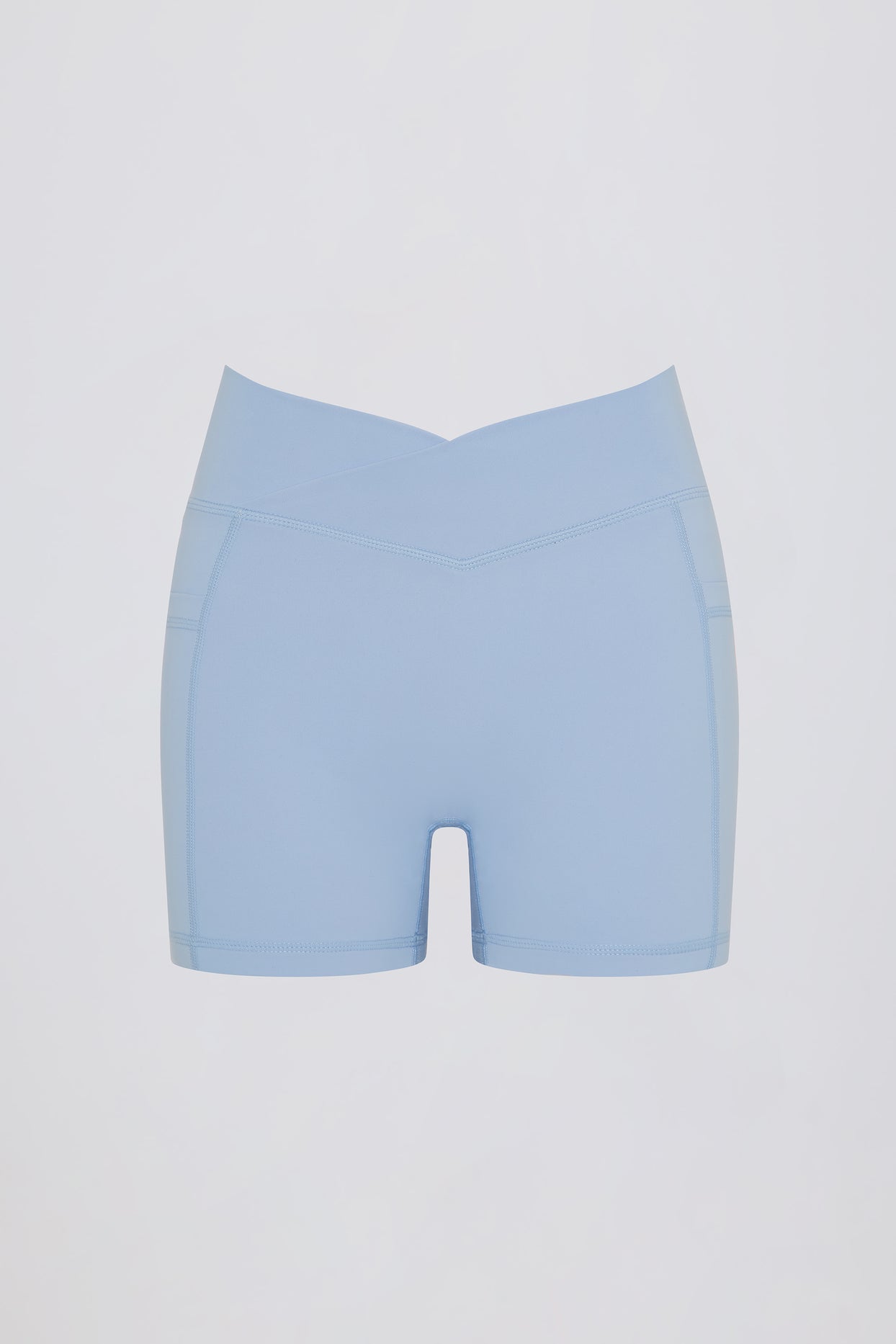 Soft Active Pocket V-Waist Mini Shorts in Sky - 4