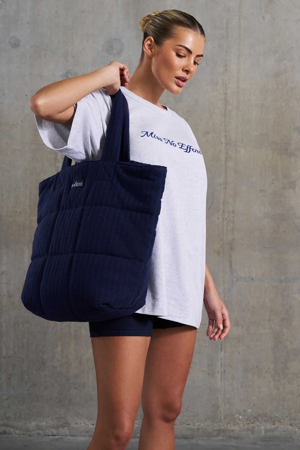 Quilted Puffer Bag in Navy