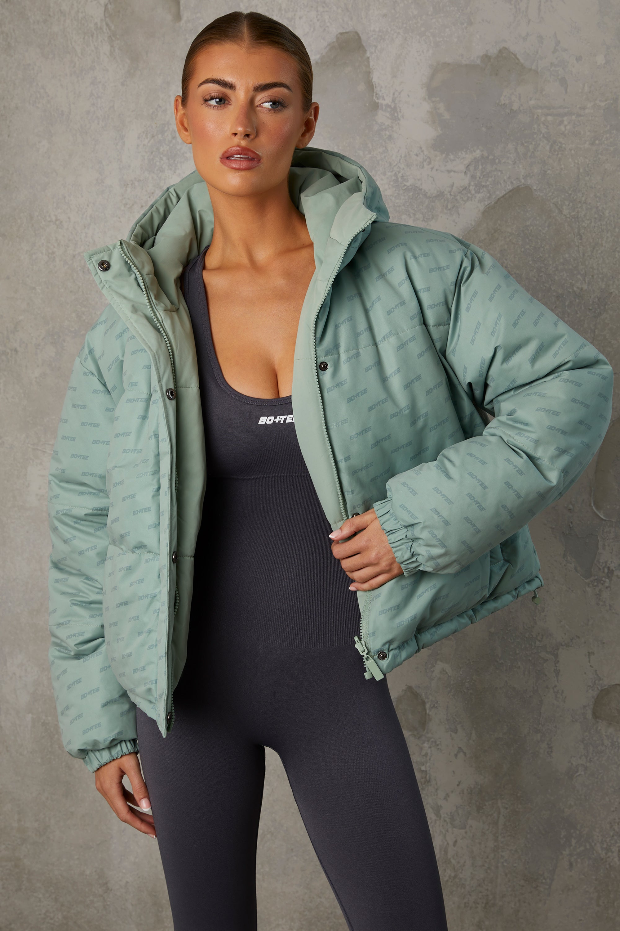 Green puffer clearance jacket ladies