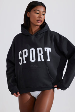 Soft Cotton Fleece Oversized Hoodie in Black