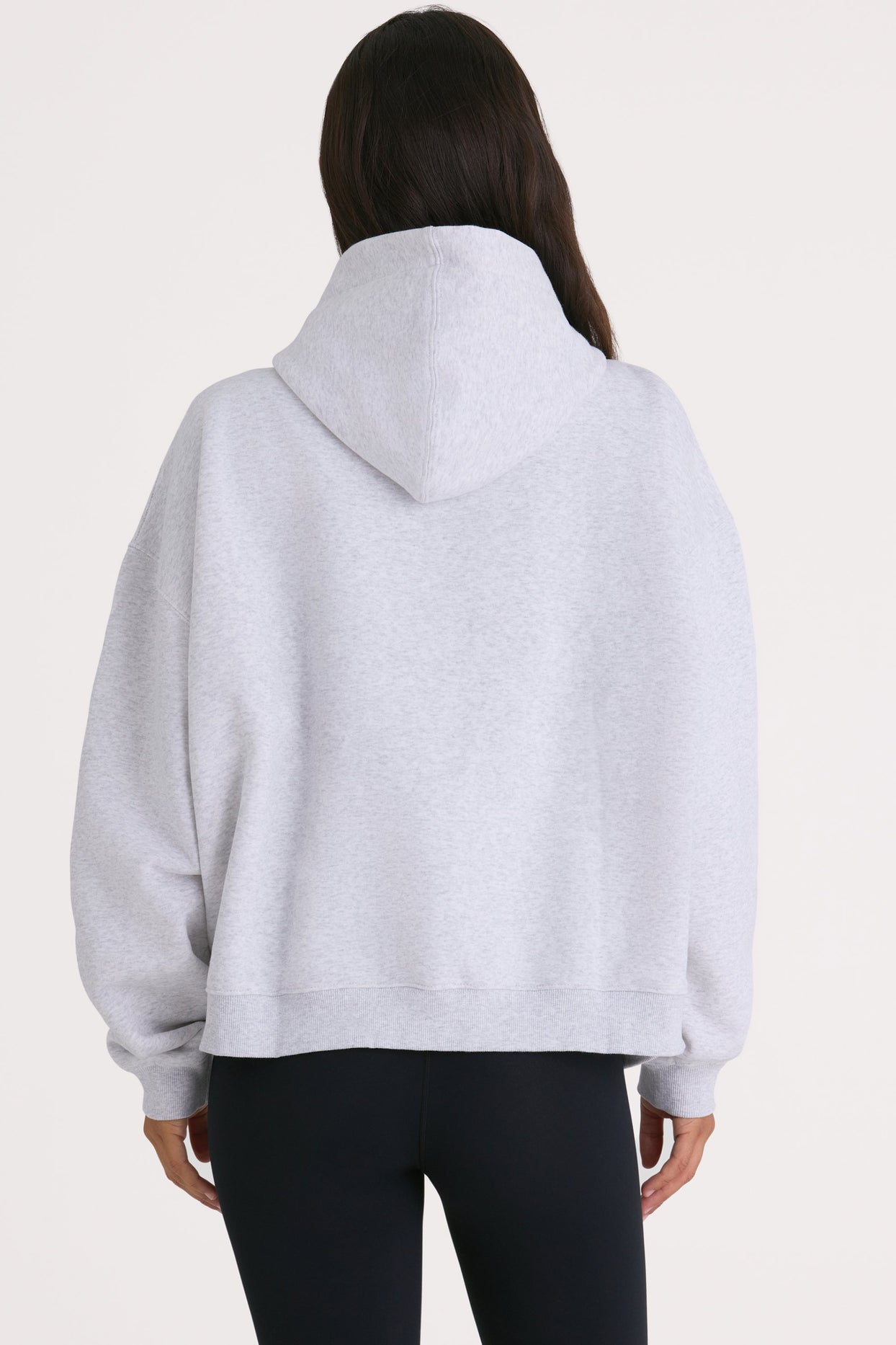 Soft Cotton Fleece Oversized Hoodie in Marl Grey - 2