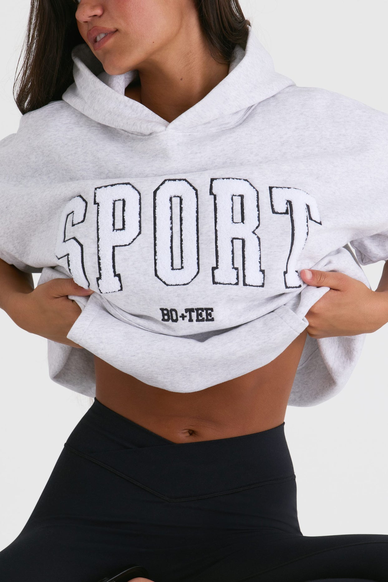 Soft Cotton Fleece Oversized Hoodie in Marl Grey - 4