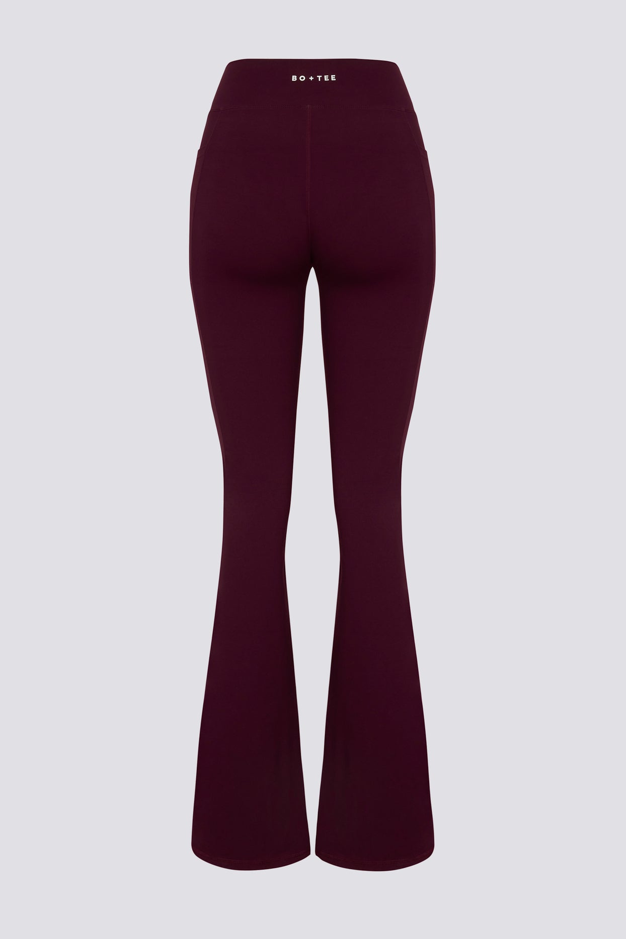 Soft Active V-Waist Pocket Flared Leggings in Burgundy - 4