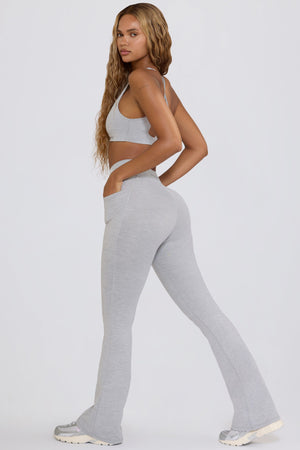 Bo+Tee model Hayley wearing the WithLovePerfectMatch Leggings in Grey Marl Soft Active (Cut & Sew) fabric perfect for casual outdoor walks